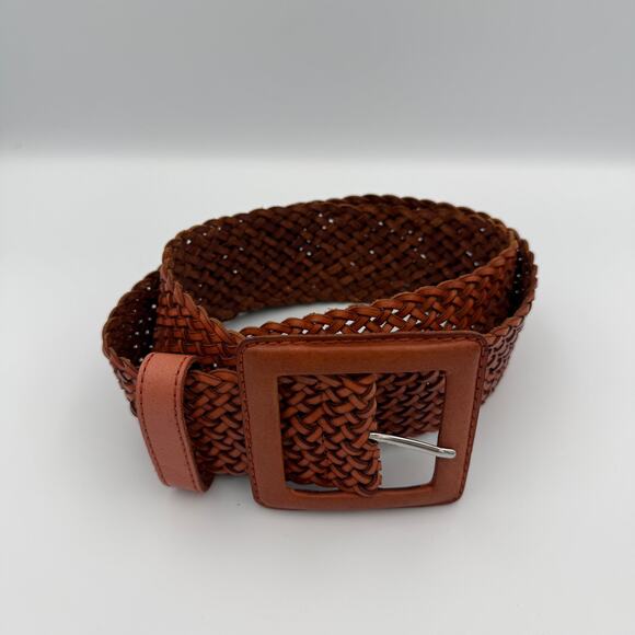NWOT Banana Republic Woven Belt Women's Small Brown Genuine Leather Classic Boho - Picture 3 of 8